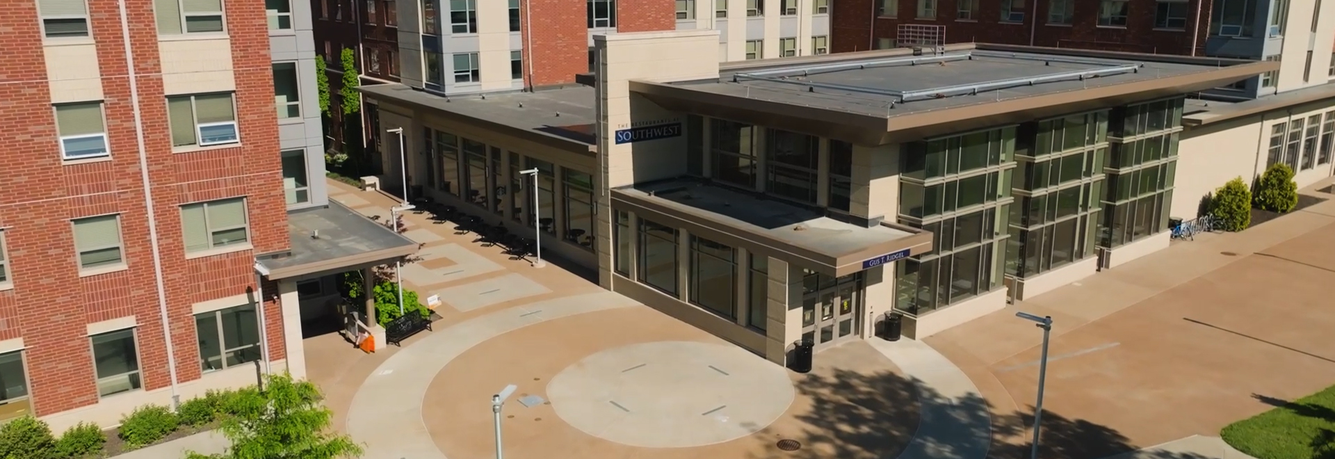 Restaurants at Southwest building drone shot