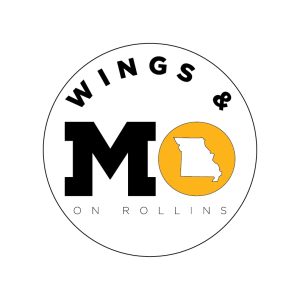 Wings & MO on Rollins logo featuring black and gold 'MO'