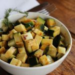 A bowl of cooked zucchini