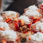 Peanut butter, granola, and strawberry parfaits.