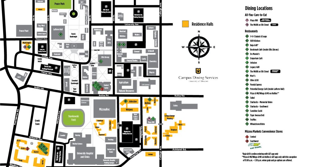 Campus Dining Locations Map